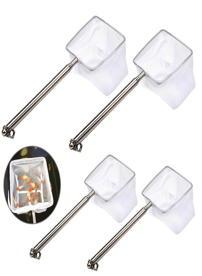 LUODAKA 4 Pcs Square Shrimp Net, Stainless Steel Fish Tank Nets, Fish Net for Fishes Tank, Extendable Handle Small Fishes Nets for AquariumTank Pond - Image 1